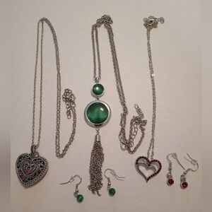 #426.  5 Piece Rhinestone And Glass, Necklace And Earring Bundle
